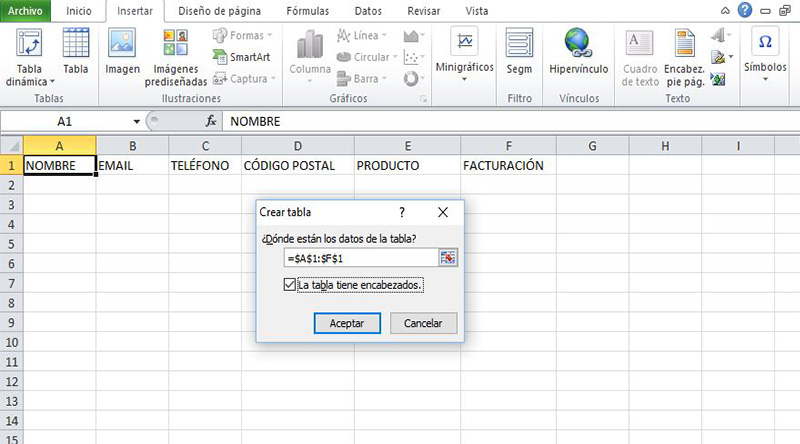 Tablas de excel